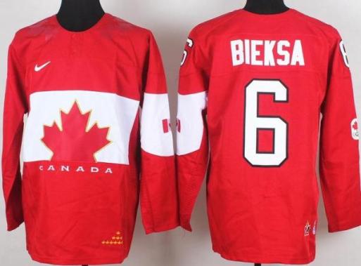 2014 IIHF ICE Hockey World Championship Canada Team 6 Kevin Bieksa Red Jerseys