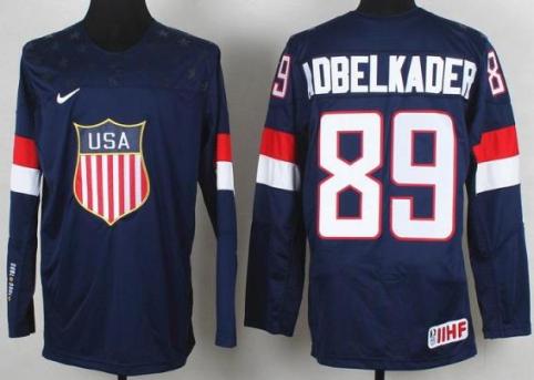 2014 IIHF ICE Hockey World Championship USA Team 89 Justin Abdelkader Blue Jerseys