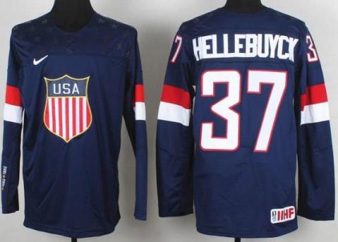 2014 IIHF ICE Hockey World Championship USA Team 37 Connor Hellebuyck Blue Jerseys