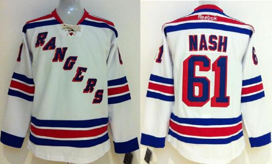 Kids New York Rangers #61 Rick Nash White NHL Jerseys