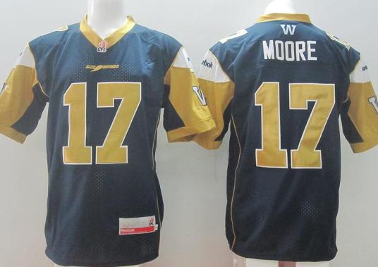 Winnipeg Blue Bombers #17 Nick Moore Blue Home CFL Jersey