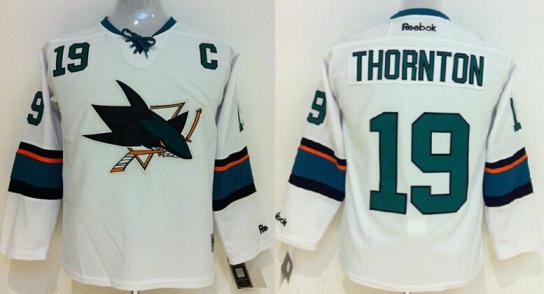 San Jose Sharks 19 Joe Thornton White NHL Hockey Jersey New Style