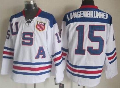 2010 Olympics USA Team #15 Jamie Langenbrunner White Hockey Jersey