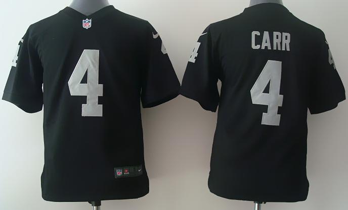 Kids Nike Oakland Raiders 4 Derek Carr Black NFL Jerseys