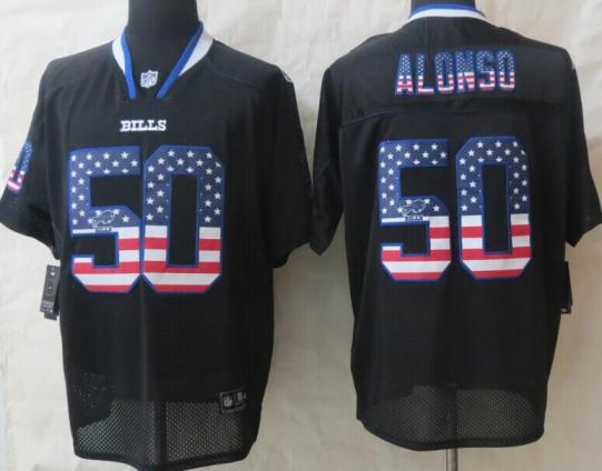 Nike Buffalo Bills 50 Kiko Alonso Black USA Flag Fashion Elite NFL Jerseys
