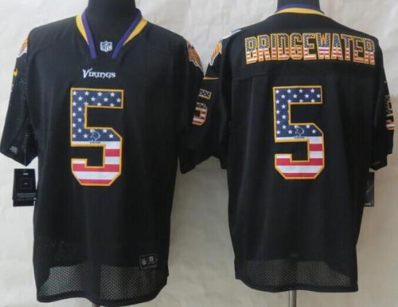 Nike Minnesota Vikings 5 Teddy Bridgewater Black USA Flag Fashion Elite NFL Jerseys