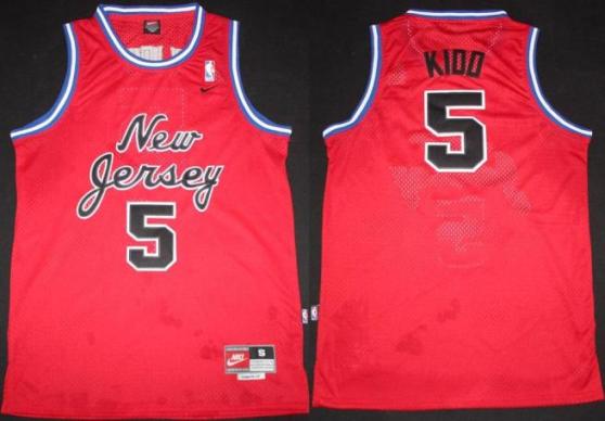 New Jersey Brooklyn Nets 5 Jason kidd Red Throwback NBA Jerseys