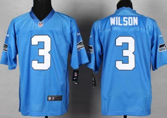 Nike Seattle Seahawks 3 Russell Wilson Light Blue NFL Jerseys