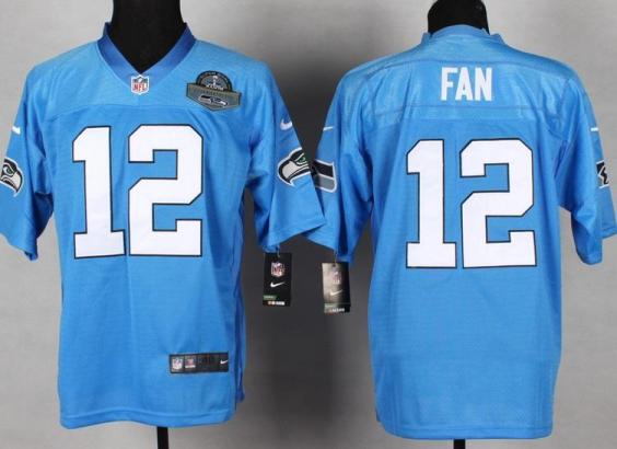 Nike Seattle Seahawks 12 Fan Light Blue NFL Jerseys With 2014 Champions Patch