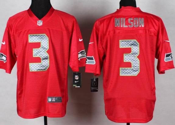 Nike Seattle Seahawks 3 Russell Wilson Elite Red QB NFL Jerseys