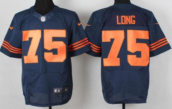 Nike Chicago Bears 75 Kyle Long Blue Elite NFL Jerseys Orange Number