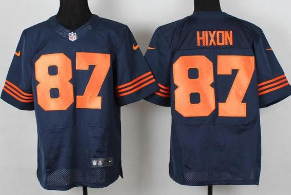 Nike Chicago Bears 87 Domenik Hixon Blue Elite NFL Jerseys Orange Number