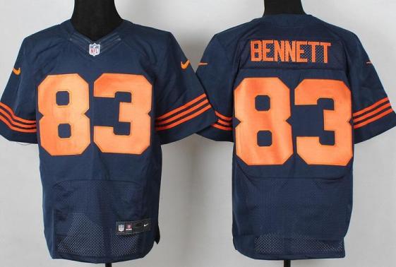 Nike Chicago Bears 83 Martellus Bennett Blue Elite NFL Jerseys Orange Number