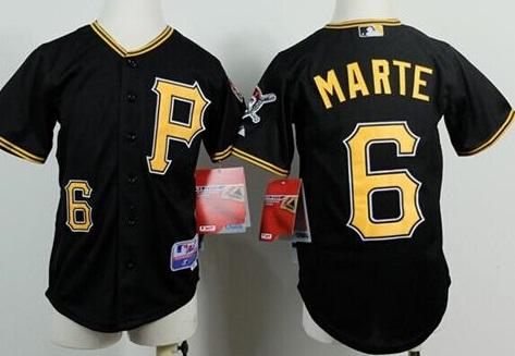 Kids Pittsburgh Pirates 6 Starling Marte Black Cool Base Stitched MLB Jersey