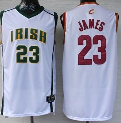 Irish High School Cleveland Cavaliers 23 LeBron James White Basketball Jerseys Irish High School Cleveland Cavaliers 23 LeBron James White Basketball Jerseys