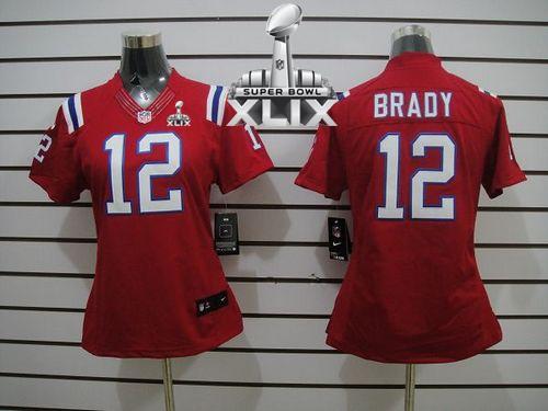 Women's Nike Patriots #12 Tom Brady Red Alternate Super Bowl XLIX Stitched NFL Limited Jersey
