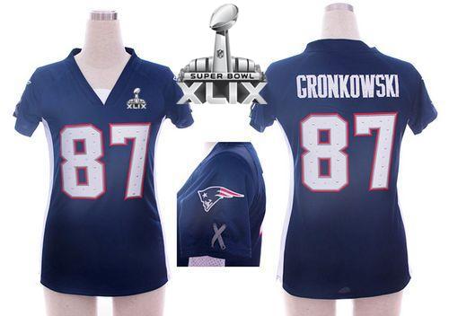 Women's Nike Patriots #87 Rob Gronkowski Navy Blue Team Color Draft Him Name & Number Top Super Bowl XLIX Stitched NFL Elite Jerseys