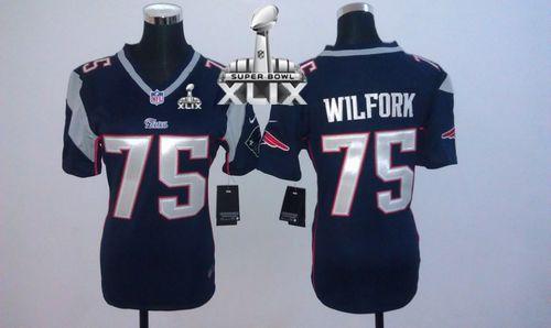 Women's Nike Patriots #75 Vince Wilfork Navy Blue Team Color Super Bowl XLIX Stitched NFL Elite Jersey