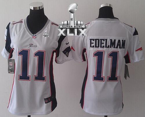 Women's Nike Patriots #11 Julian Edelman White Super Bowl XLIX Stitched NFL Elite Jersey