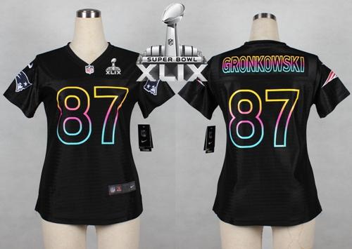 Women's Nike Patriots #87 Rob Gronkowski Black Super Bowl XLIX NFL Fashion Game Jersey