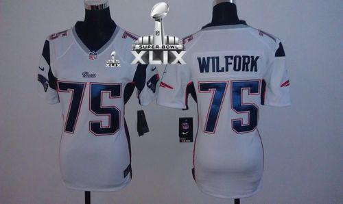 Women's Nike Patriots #75 Vince Wilfork White Super Bowl XLIX Stitched NFL Elite Jersey