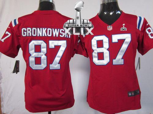 Women's Nike Patriots #87 Rob Gronkowski Red Alternate Super Bowl XLIX Stitched NFL Elite Jersey