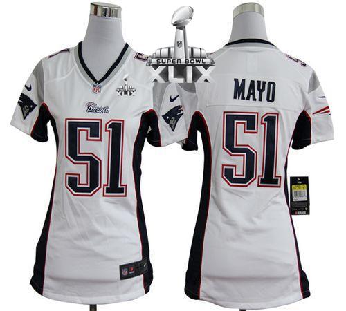 Women's Nike Patriots #51 Jerod Mayo White Super Bowl XLIX Stitched NFL Elite Jersey