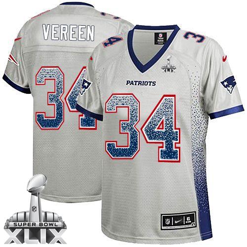 Women's Nike Patriots #34 Shane Vereen Grey Super Bowl XLIX Stitched NFL Elite Drift Fashion Jersey