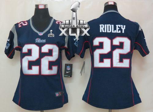 Women's Nike Patriots #22 Stevan Ridley Navy Blue Team Color Super Bowl XLIX Stitched NFL Elite Jersey