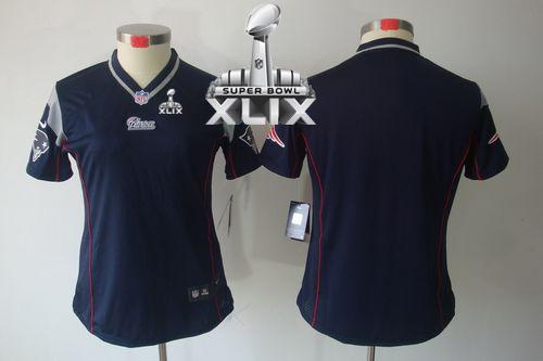 Women's Nike Patriots Blank Navy Blue Team Color Super Bowl XLIX Stitched NFL Limited Jersey