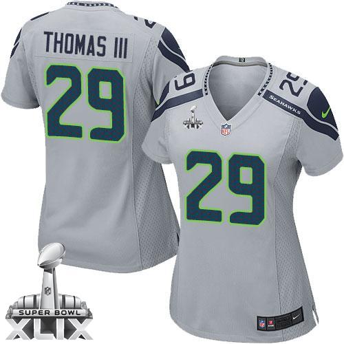 Women's Nike Seahawks #29 Earl Thomas III Grey Alternate Super Bowl XLIX Stitched NFL Elite Jersey