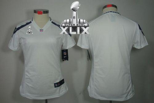 Women's Nike Seahawks Blank White Super Bowl XLIX Stitched NFL Limited Jersey