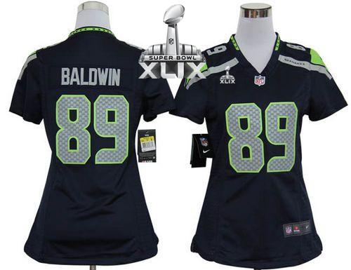 Women's Nike Seahawks #89 Doug Baldwin Steel Blue Team Color Super Bowl XLIX Stitched NFL Elite Jersey