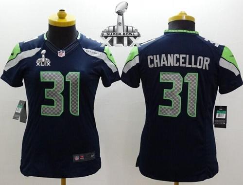 Women's Nike Seahawks #31 Kam Chancellor Steel Blue Team Color Super Bowl XLIX Stitched NFL Limited Jersey