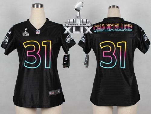 Women's Nike Seahawks #31 Kam Chancellor Black Super Bowl XLIX NFL Fashion Game Jersey