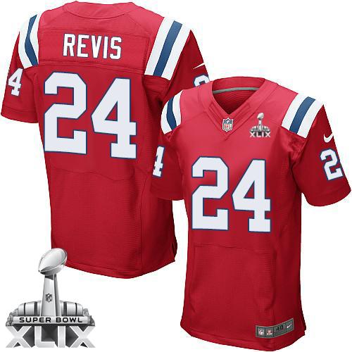 Nike Patriots #24 Darrelle Revis Red Alternate Super Bowl XLIX Men's Stitched NFL Elite Jersey