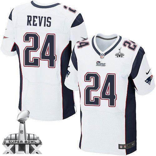 Nike Patriots #24 Darrelle Revis White Super Bowl XLIX Men's Stitched NFL Elite Jersey