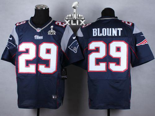 Nike Patriots #29 LeGarrette Blount Navy Blue Team Color Super Bowl XLIX Men's Stitched NFL Elite Jersey