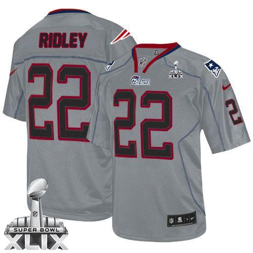 Nike Patriots #22 Stevan Ridley Lights Out Grey Super Bowl XLIX Men's Stitched NFL Elite Jersey