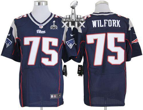 Nike Patriots #75 Vince Wilfork Navy Blue Team Color Super Bowl XLIX Men's Stitched NFL Elite Jersey