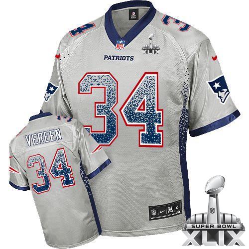 Nike Patriots #34 Shane Vereen Grey Super Bowl XLIX Men's Stitched NFL Elite Drift Fashion Jersey