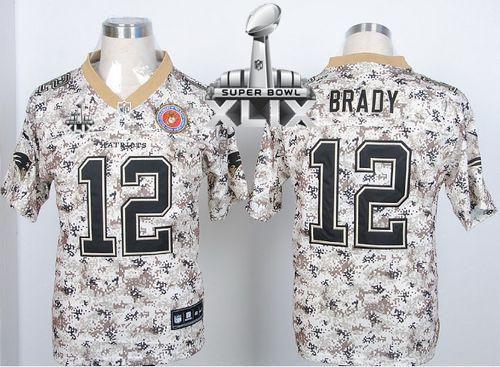 Nike Patriots #12 Tom Brady Camo USMC Super Bowl XLIX Men's Stitched NFL Elite Jersey