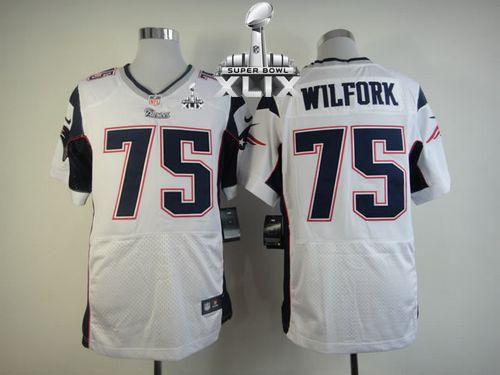 Nike Patriots #75 Vince Wilfork White Super Bowl XLIX Men's Stitched NFL Elite Jersey