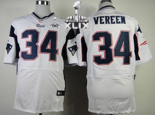 Nike Patriots #34 Shane Vereen White Super Bowl XLIX Men's Stitched NFL Elite Jersey