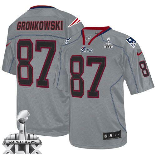 Nike Patriots #87 Rob Gronkowski Lights Out Grey Super Bowl XLIX Men's Stitched NFL Elite Jersey