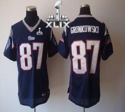 Nike Patriots #87 Rob Gronkowski Navy Blue Team Color Super Bowl XLIX Men's Stitched NFL Elite Jersey