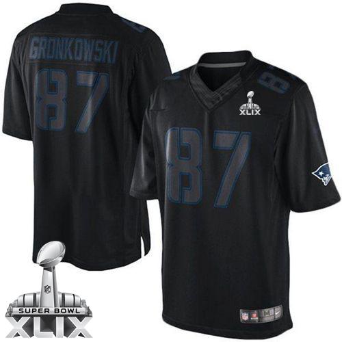 Nike Patriots #87 Rob Gronkowski Black Super Bowl XLIX Men's Stitched NFL Impact Limited Jersey