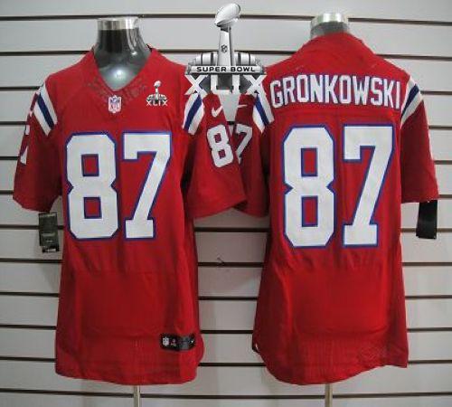 Nike Patriots #87 Rob Gronkowski Red Alternate Super Bowl XLIX Men's Stitched NFL Elite Jersey