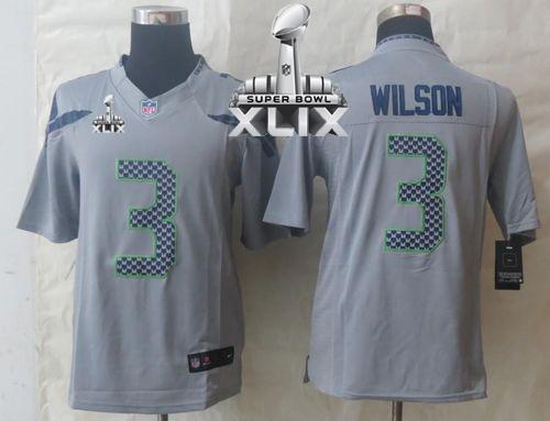 Nike Seahawks #3 Russell Wilson Grey Alternate Super Bowl XLIX Men's Stitched NFL Limited Jersey