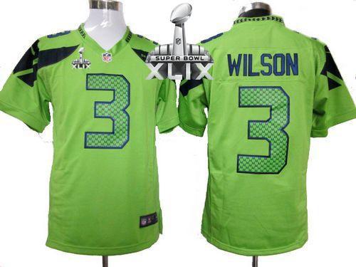 Nike Seahawks #3 Russell Wilson Green Alternate Super Bowl XLIX Men's Stitched NFL Game Jersey